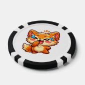 かわいいオレンジ色のキツネの涙ステッカー ポーカーチップ (シングル)