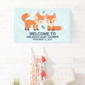 かわいいオレンジ色のキツネグラフィックイラストレーションベビーシャワー 横断幕 (インサイチュ)