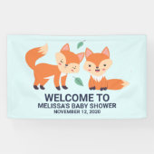 かわいいオレンジ色のキツネグラフィックイラストレーションベビーシャワー 横断幕 (横)