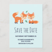 かわいいオレンジ色のキツネグラフィックスケッチ日付を保存 インビテーションポストカード (正面)