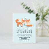 かわいいオレンジ色のキツネグラフィックスケッチ日付を保存 インビテーションポストカード (スタンド正面)