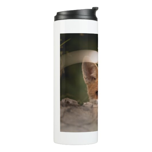 かわいいオレンジ色のキツネステンレス鋼の写真 タンブラー (回転左)