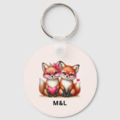 かわいいオレンジ色のキツネズインラブ キーホルダー (正面)