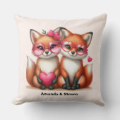 かわいいオレンジ色のキツネズインラブ クッション (正面)