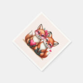 かわいいオレンジ色のキツネズインラブ スタンダードカクテルナプキン (角)