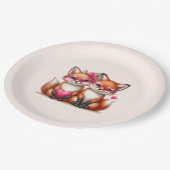 かわいいオレンジ色のキツネズインラブ ペーパープレート (アングル)