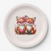 かわいいオレンジ色のキツネズインラブ ペーパープレート (正面)