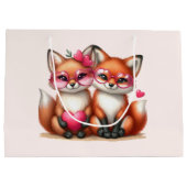 かわいいオレンジ色のキツネズインラブ ラージペーパーバッグ (裏面)