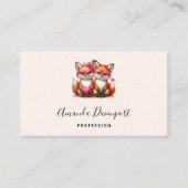 かわいいオレンジ色のキツネズインラブ 名刺 (正面)