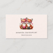 かわいいオレンジ色のキツネズインラブ 名刺 (正面)