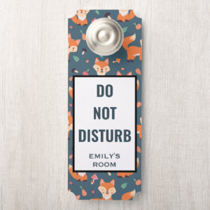 かわいいオレンジ色のキツネ動物のパターンを邪魔しない ドアノブサイン