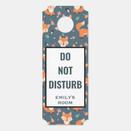 かわいいオレンジ色のキツネ動物のパターンを邪魔しない ドアノブサイン