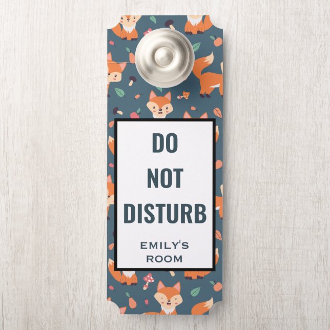 かわいいオレンジ色のキツネ動物のパターンを邪魔しない ドアノブサイン (ノブ)
