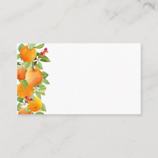 かわいいオレンジ色のクレメンチンおむつラッフルベビーシャワー エンクロージャーカード (裏面)