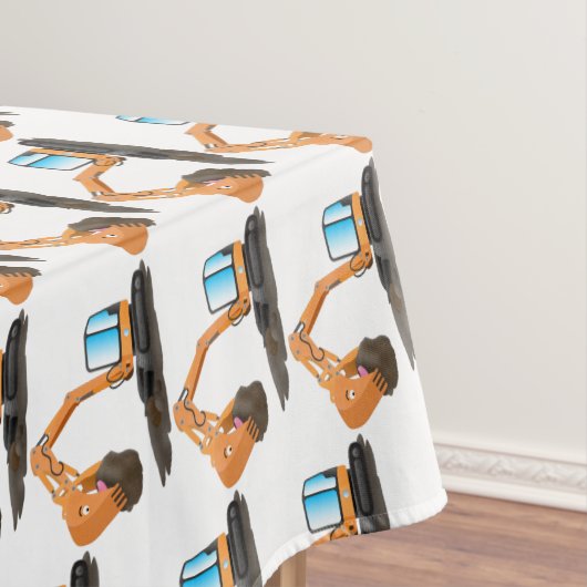 かわいいオレンジ色のショベルカーの漫画 テーブルクロス (インサイチュ)