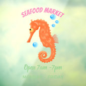 かわいいオレンジ色のシーホースの泡の漫画イラストレーション ウィンドウサイン (シート3)