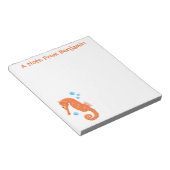 かわいいオレンジ色のシーホースの泡の漫画イラストレーション ノートパッド (アングル)