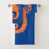 かわいいオレンジ色のシーホースの泡の漫画イラストレーション バスタオルセット (インサイチュ)