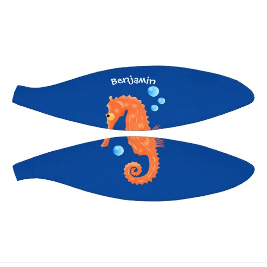 かわいいオレンジ色のシーホースの泡の漫画イラストレーション ミニバスケットボール (パネル)