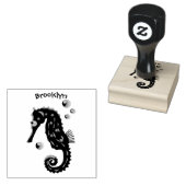 かわいいオレンジ色のシーホースの泡の漫画イラストレーション ラバースタンプ (押印)