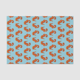 かわいいオレンジ色のシーホースプリント 薄葉紙