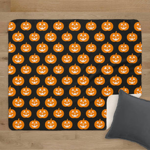 かわいいオレンジ色のジャック・オ・ランタン・ハロウィンパターン シェルパブランケット