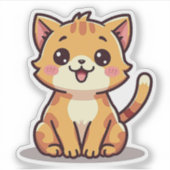 かわいいオレンジ色のタビー子猫 - チビスタイル シール (正面)