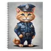 かわいいオレンジ色のタビー猫と警官の制服ウォーター・カラー ノートブック (正面)