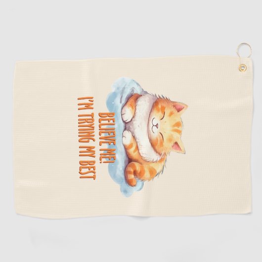 かわいいオレンジ色のタビー猫 – やってみる最高のの ゴルフタオル (横)