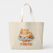 かわいいオレンジ色のタビー猫 – やってみる最高のの ラージトートバッグ (裏面)