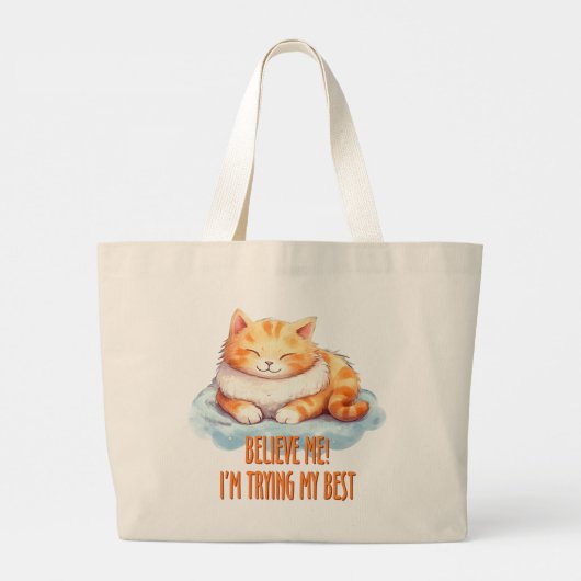 かわいいオレンジ色のタビー猫 – やってみる最高のの ラージトートバッグ (裏面)