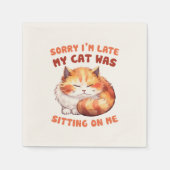 かわいいオレンジ色のタビー猫 – 遅れてごめんなさい スタンダードカクテルナプキン (正面)