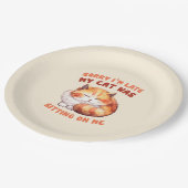 かわいいオレンジ色のタビー猫 – 遅れてごめんなさい ペーパープレート (アングル)