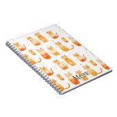 かわいいオレンジ色のドットと猫 ノートブック (右側)