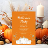 かわいいオレンジ色のハロウィンパンプキンカクテルパーティー 招待状
