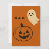 かわいいオレンジ色のハロウィーンキッズ幽霊&パンプキンパーティー 招待状 (裏面)