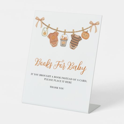 かわいいオレンジ色のハロウィーン赤ちゃんシャワーベビー 台座サイン (正面)