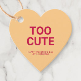 かわいいオレンジ色のハートおもしろいかわいいバレンタインデー フェイバータグ