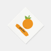 かわいいオレンジ色のフルーツのナプキンとパーソナライズされた文字 スタンダードカクテルナプキン (角)