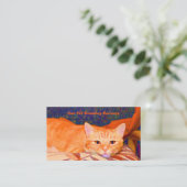 かわいいオレンジ色のペット猫グルーミング 名刺 (スタンド正面)