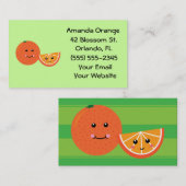 かわいいオレンジ色の名刺 名刺 (正面/裏面)