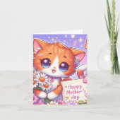 かわいいオレンジ色の子猫とデイジー　母の日 カード (正面)