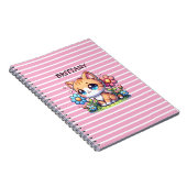 かわいいオレンジ色の子猫の花パーソナライズされた ノートブック (右側)