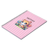 かわいいオレンジ色の子猫の花パーソナライズされた ノートブック (左側)