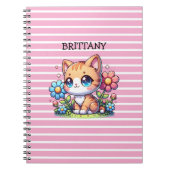 かわいいオレンジ色の子猫の花パーソナライズされた ノートブック (正面)