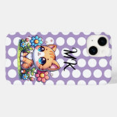 かわいいオレンジ色の子猫の花パーソナライズされた Case-Mate iPhoneケース (裏面 (横))