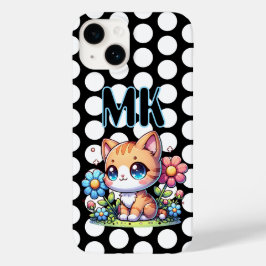かわいいオレンジ色の子猫の花パーソナライズされた Case-Mate iPhone 14ケース