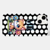 かわいいオレンジ色の子猫の花パーソナライズされた Case-Mate iPhoneケース (裏面 (横))