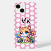 かわいいオレンジ色の子猫の花パーソナライズされた Case-Mate iPhoneケース (裏面)