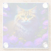 かわいいオレンジ色の子猫の花 ガラスコースター (裏面)
